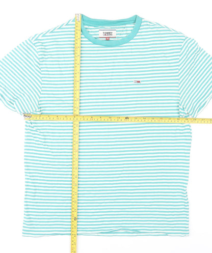 Tommy Jeans Men’s Blue Striped Cotton Crew Neck T-Shirt Size S