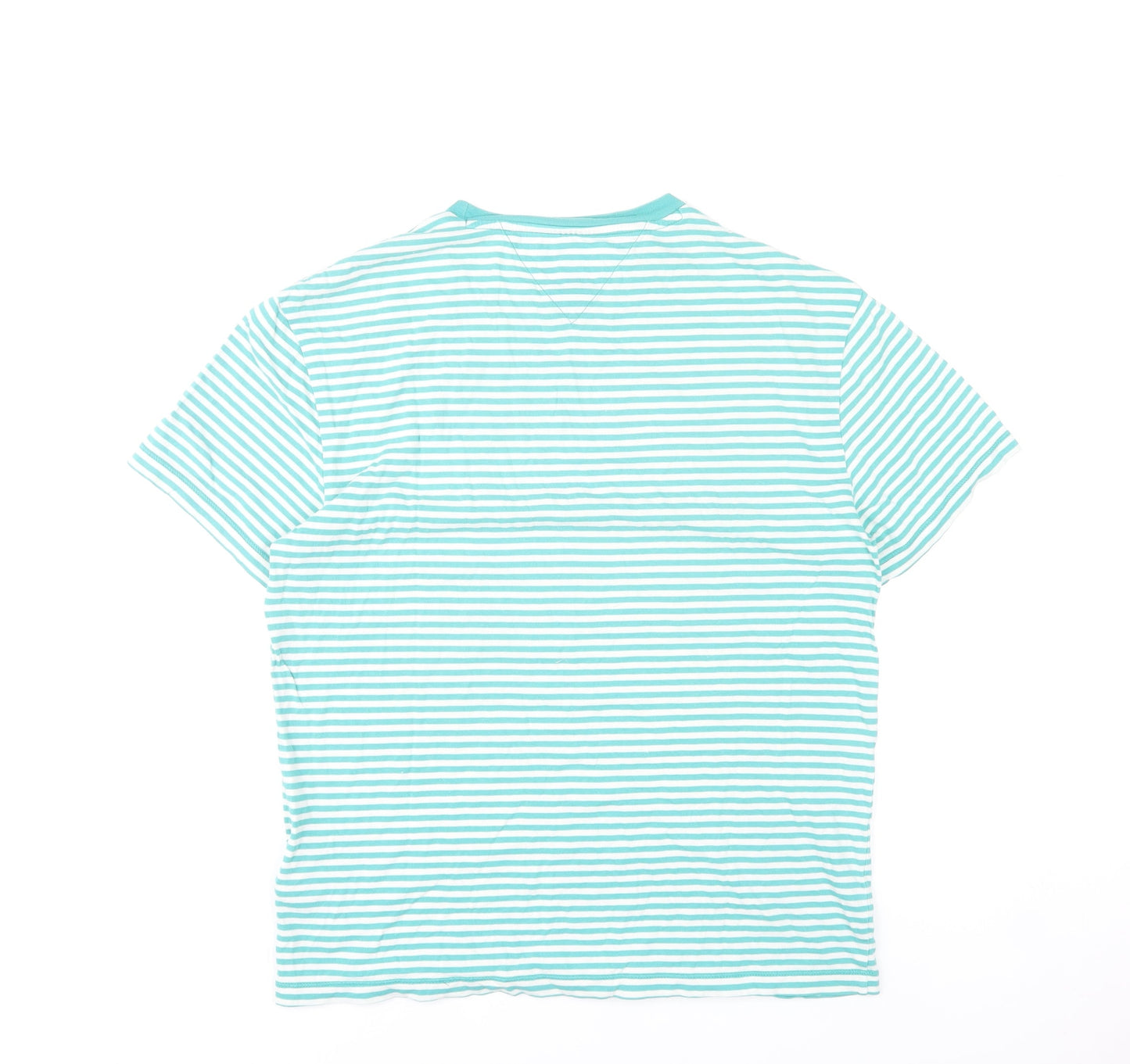 Tommy Jeans Men’s Blue Striped Cotton Crew Neck T-Shirt Size S