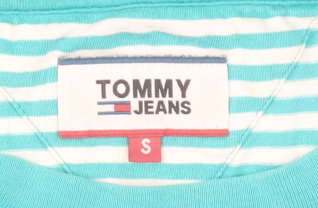Tommy Jeans Men’s Blue Striped Cotton Crew Neck T-Shirt Size S