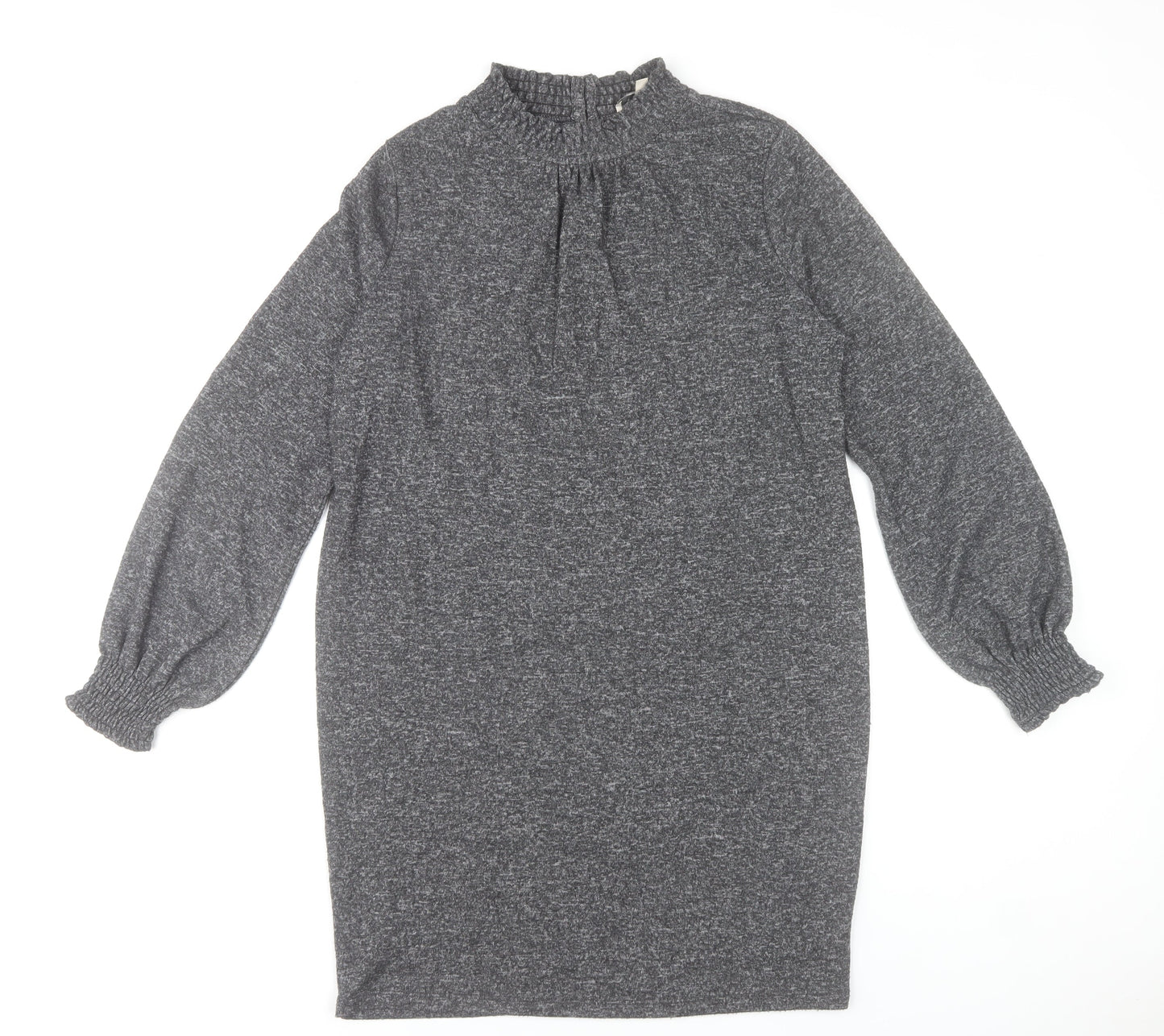 Oasis Women’s Grey Shift Dress Size S High Neck Long Sleeve