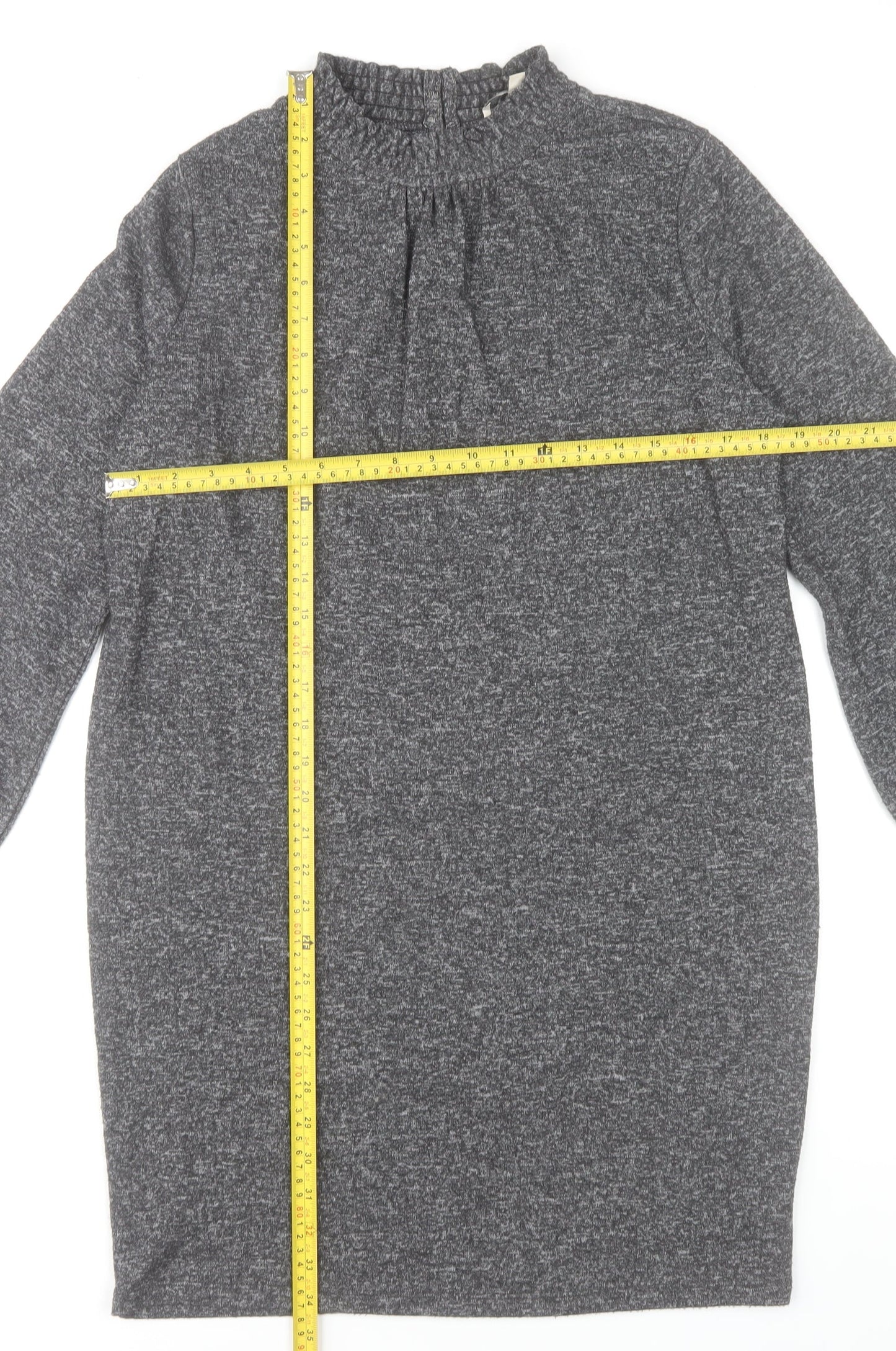 Oasis Women’s Grey Shift Dress Size S High Neck Long Sleeve
