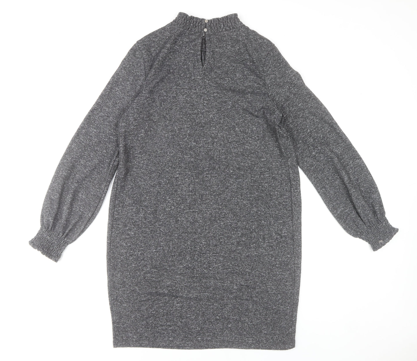 Oasis Women’s Grey Shift Dress Size S High Neck Long Sleeve
