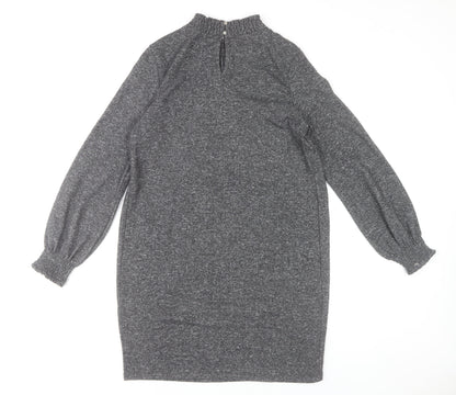 Oasis Women’s Grey Shift Dress Size S High Neck Long Sleeve