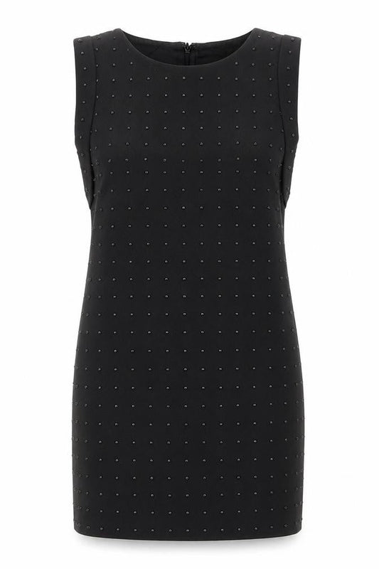 Warehouse Women’s Black Beaded Sheath Dress Size 8 Party Knee Length