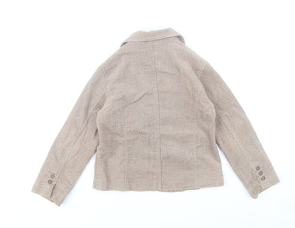 Mamas & Papas Girls Brown Herringbone Cotton Coat 6-7 Years Buttoned