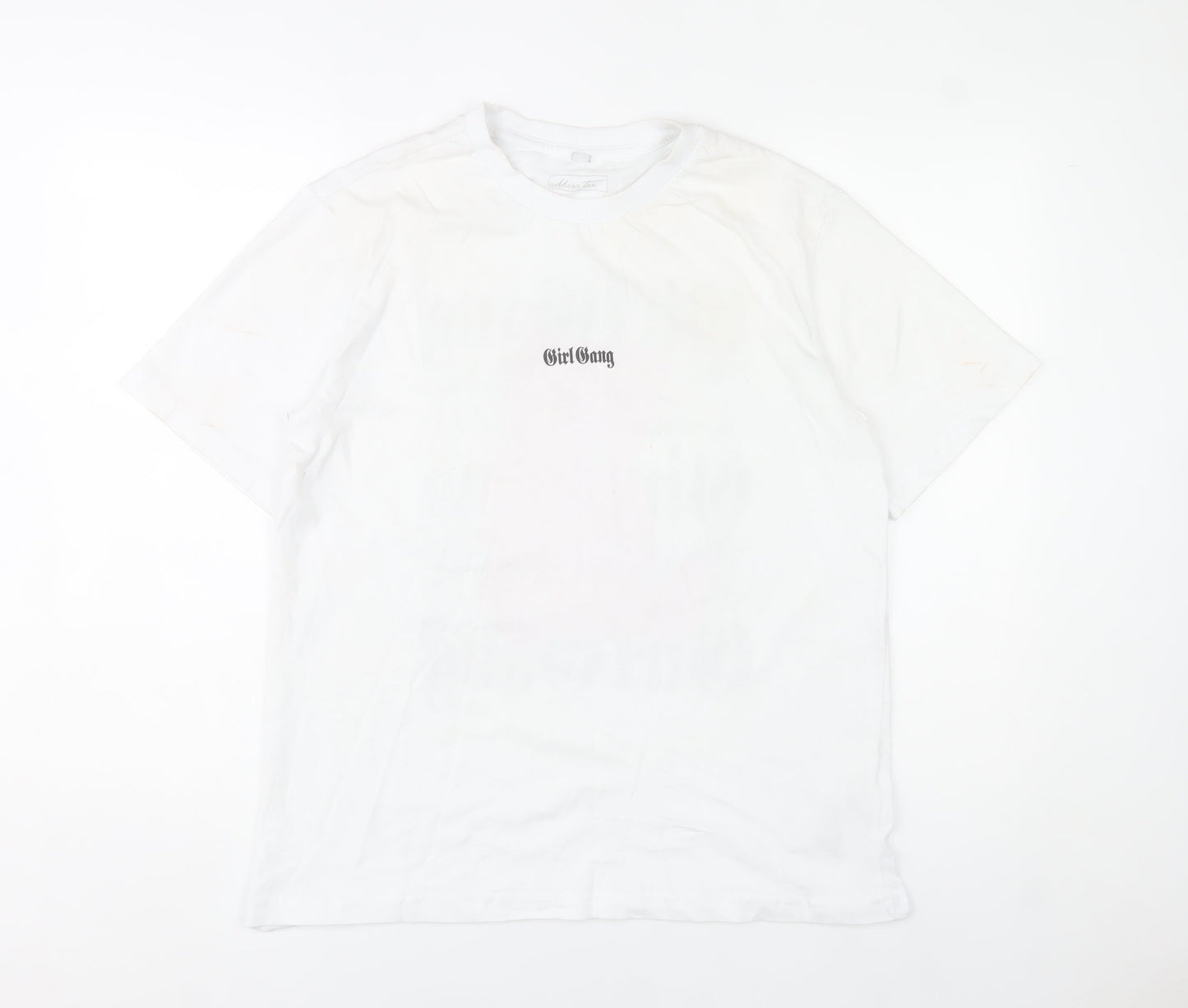 Miss Tee Women White Cotton Graphic Girl Gang T-Shirt Size M