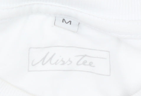 Miss Tee Women White Cotton Graphic Girl Gang T-Shirt Size M