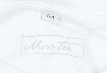 Miss Tee Women White Cotton Graphic Girl Gang T-Shirt Size M
