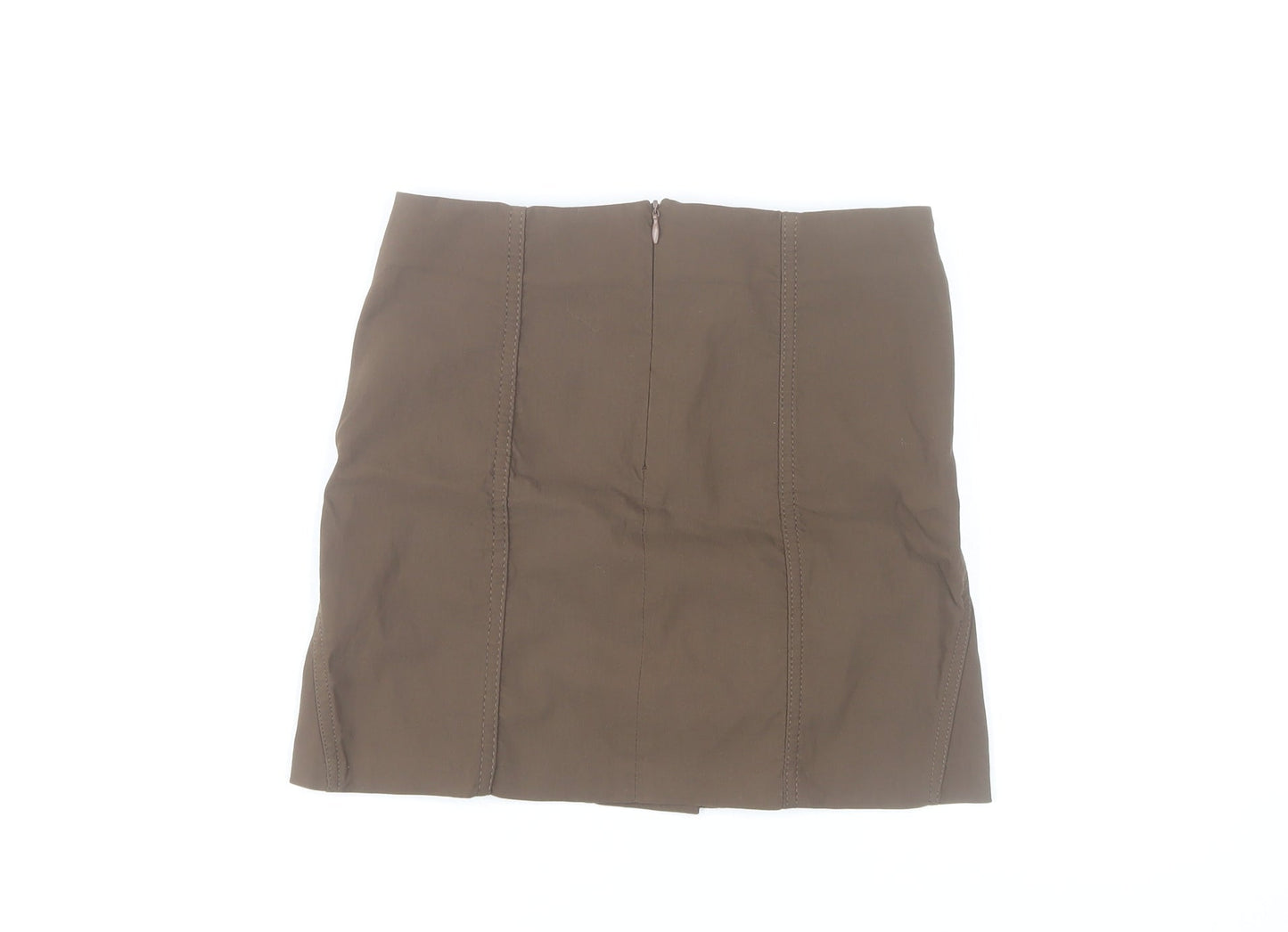 Bershka Women Brown Short Pencil Skirt S High Rise Lace Up