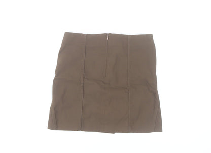 Bershka Women Brown Short Pencil Skirt S High Rise Lace Up