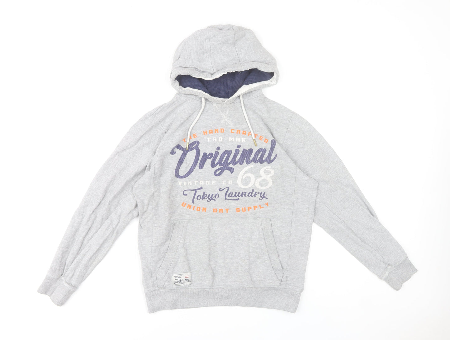 Tokyo Laundry Men’s Grey Pullover Hoodie Size S Graphic Print Casual