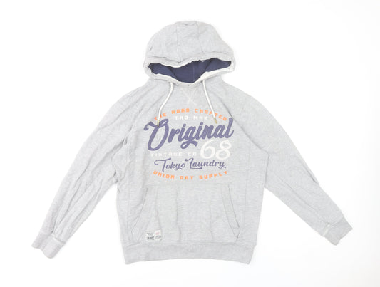 Tokyo Laundry Men’s Grey Pullover Hoodie Size S Graphic Print Casual