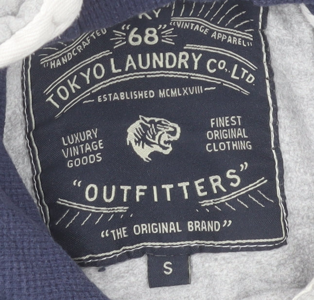 Tokyo Laundry Men’s Grey Pullover Hoodie Size S Graphic Print Casual