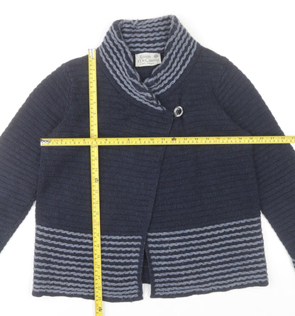 Roisin McCarthy Womens Blue Striped Cardigan M Wool Blend Knit
