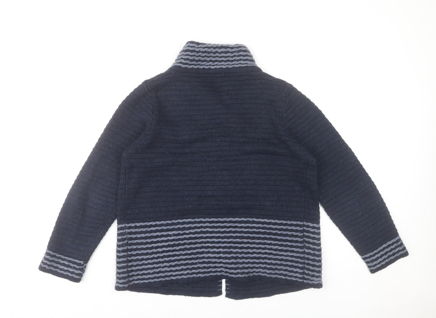 Roisin McCarthy Womens Blue Striped Cardigan M Wool Blend Knit