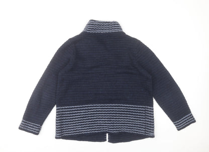 Roisin McCarthy Womens Blue Striped Cardigan M Wool Blend Knit