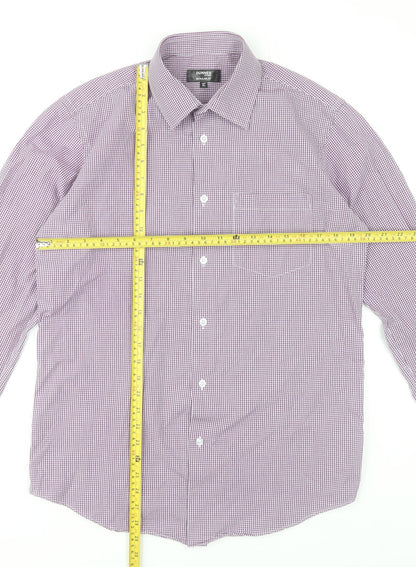 Dunnes Stores Men’s Purple Check Long Sleeve Dress Shirt 15in Collar