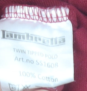 Lambretta Men’s Red Polo Shirt Small Twin Tipped Cotton