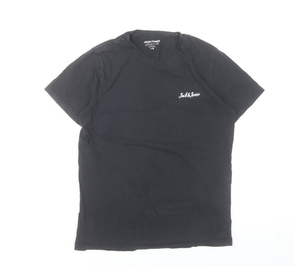 Mens UK Size S JACK & JONES Black  T-Shirt