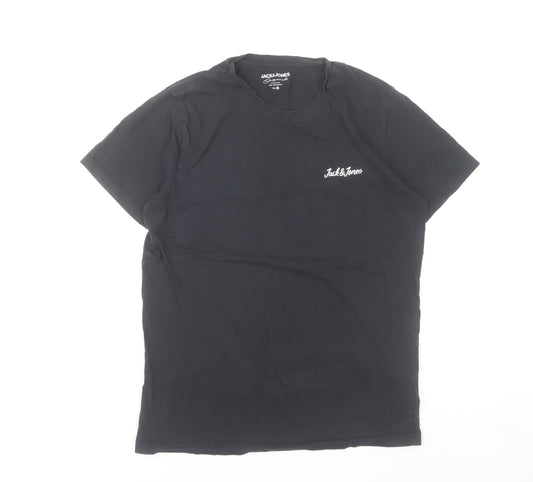 Mens UK Size S JACK & JONES Black  T-Shirt