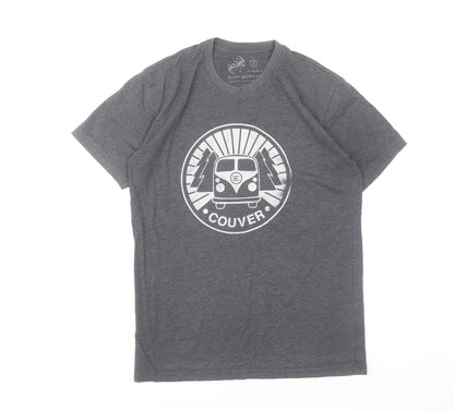 Ole Originals Men's Grey Small Graphic Print Retro T-Shirt