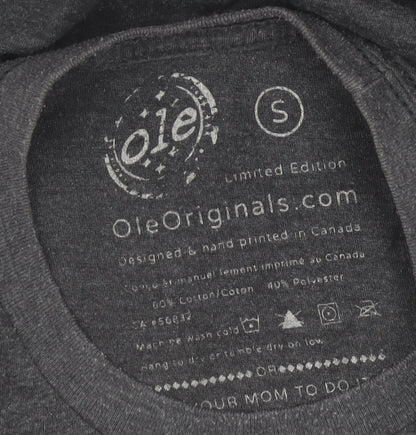 Ole Originals Men's Grey Small Graphic Print Retro T-Shirt