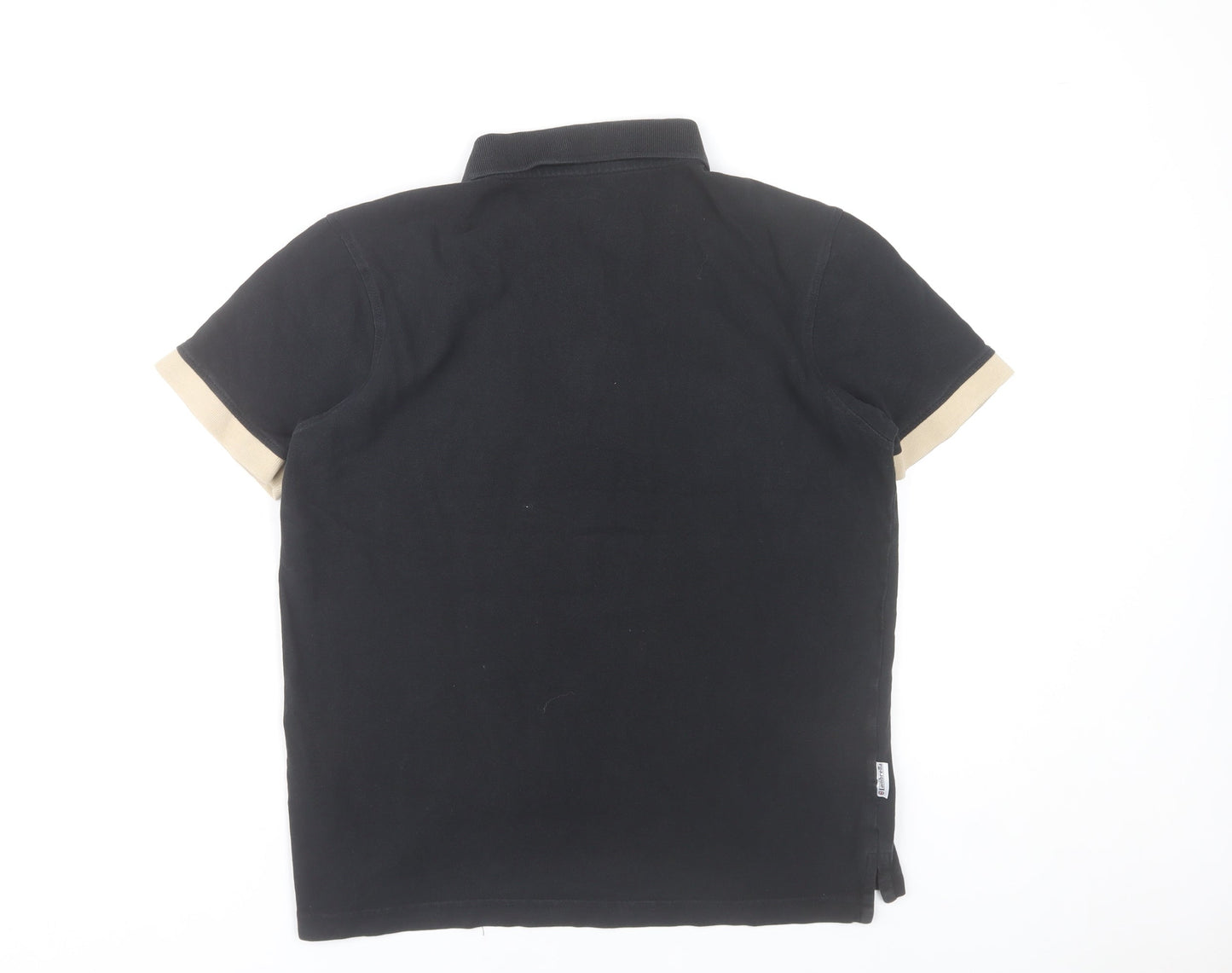 Lambretta Men’s Black Beige Vintage Panel Polo Shirt Size M Cotton