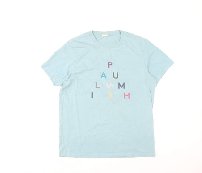 Paul Smith Men’s Blue Small Graphic Logo Cotton T-Shirt