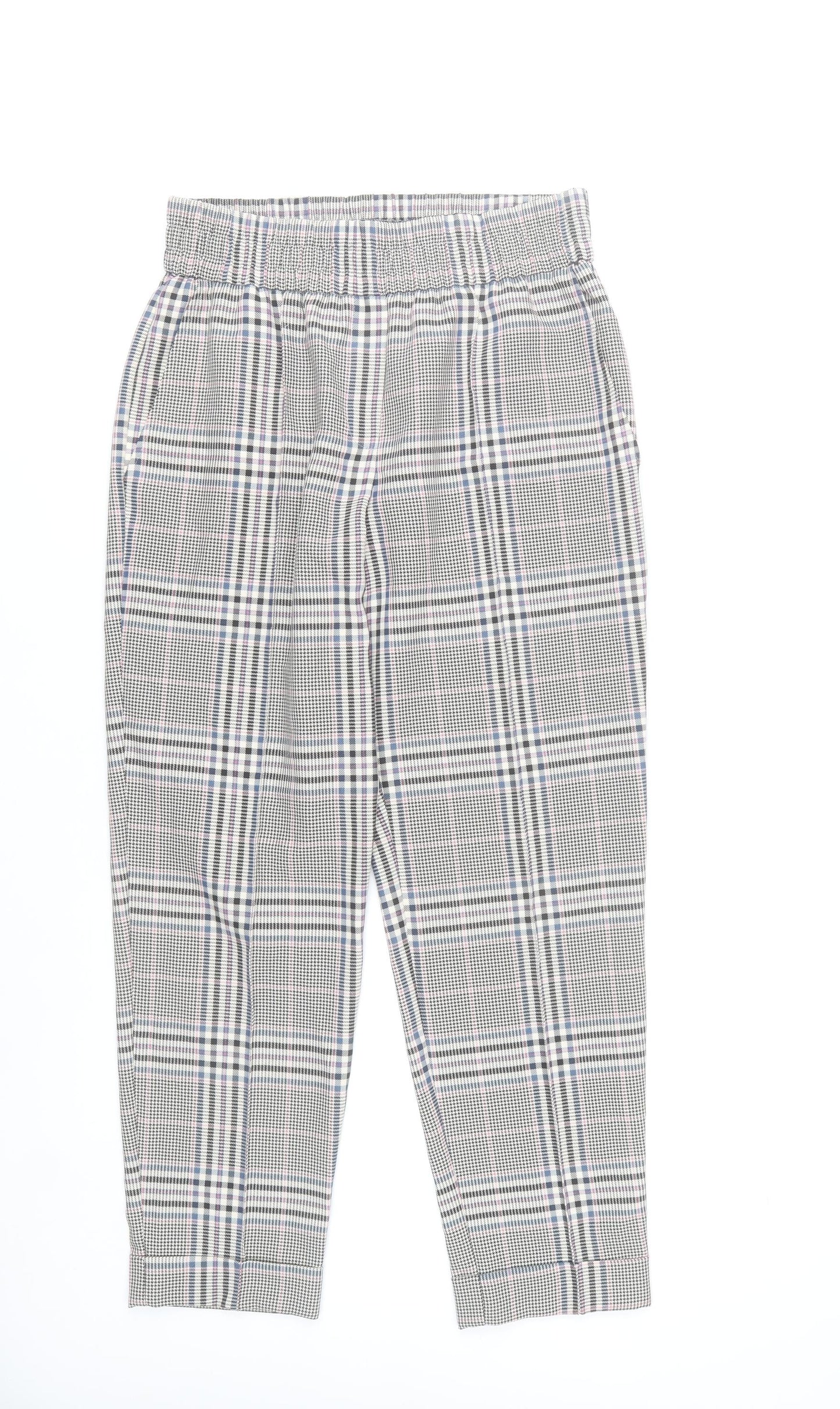 Primark Women’s Grey Check Tapered Chino Trousers Size 10