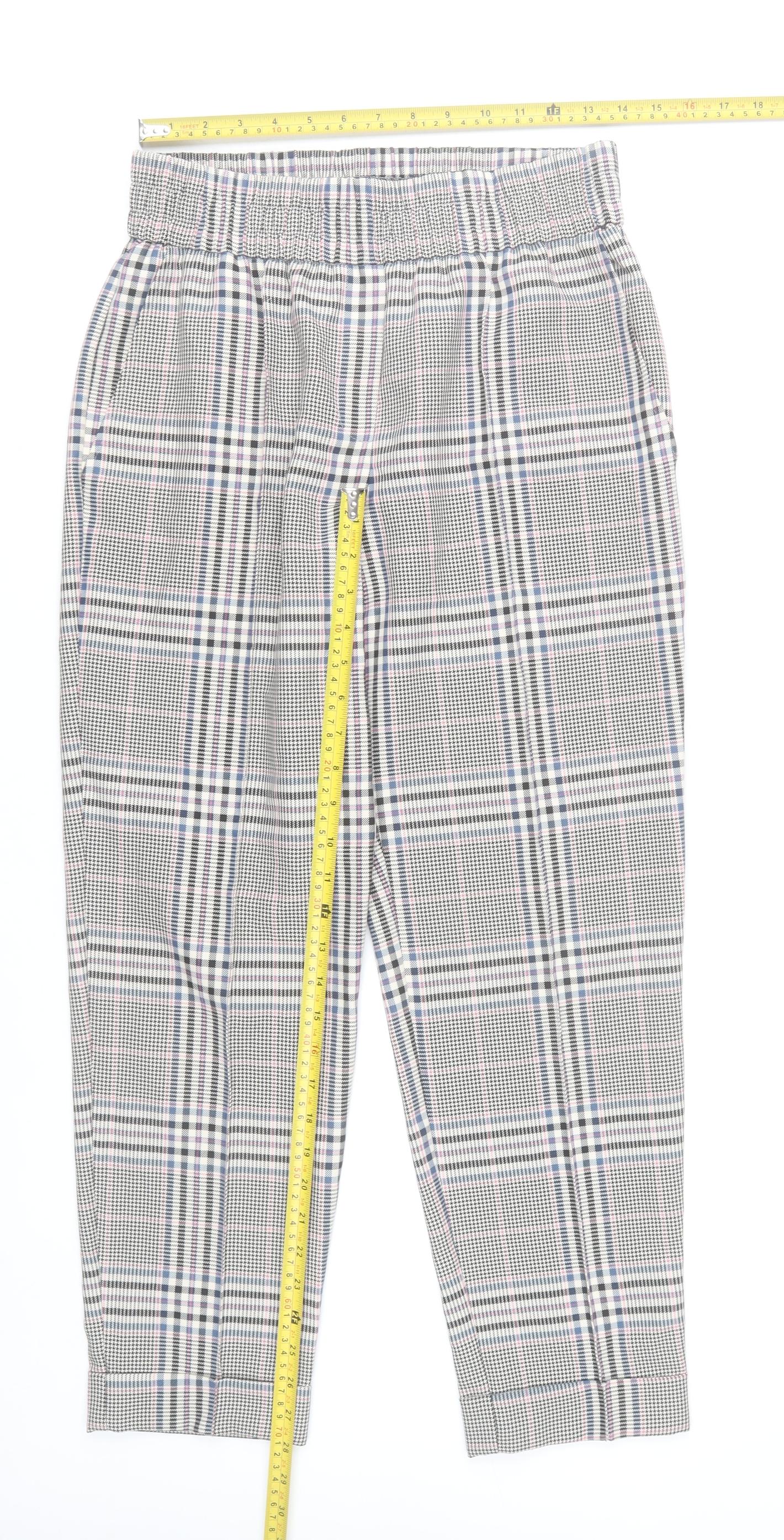Primark Women’s Grey Check Tapered Chino Trousers Size 10