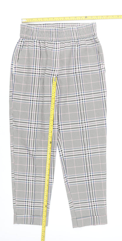 Primark Women’s Grey Check Tapered Chino Trousers Size 10