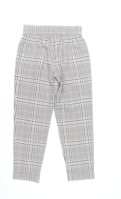 Primark Women’s Grey Check Tapered Chino Trousers Size 10