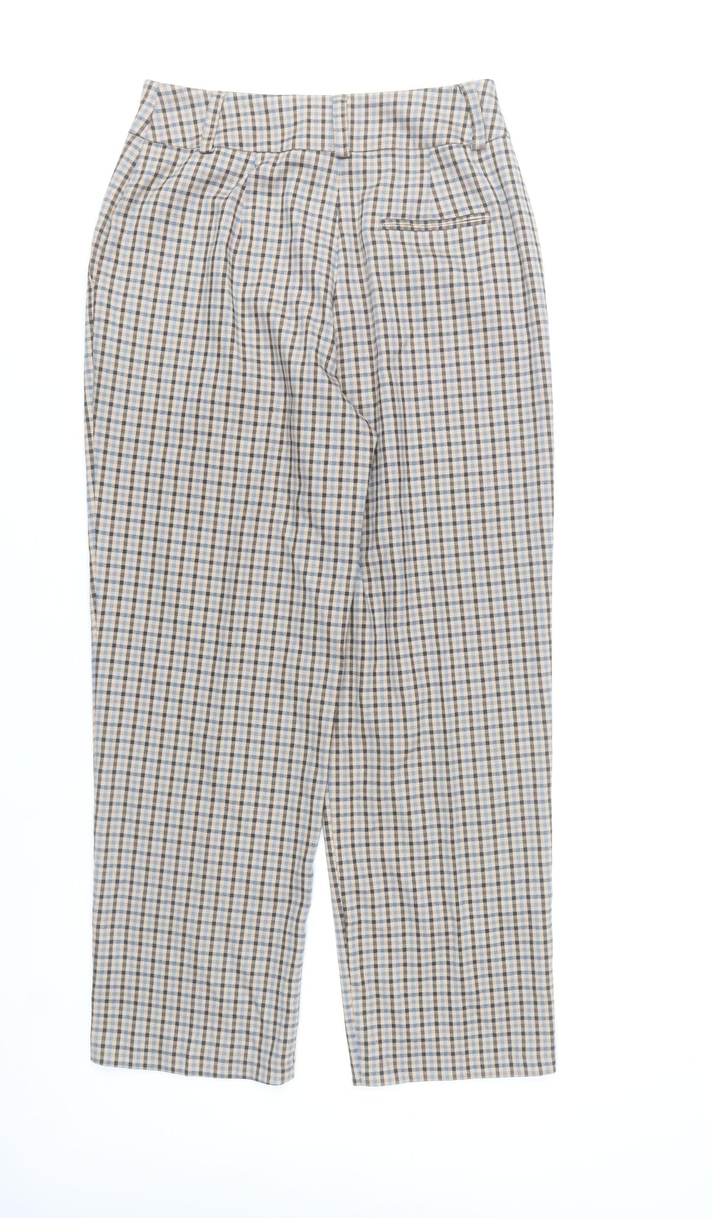 Primark Women’s Beige Check Pleated Chino Trousers Size 10