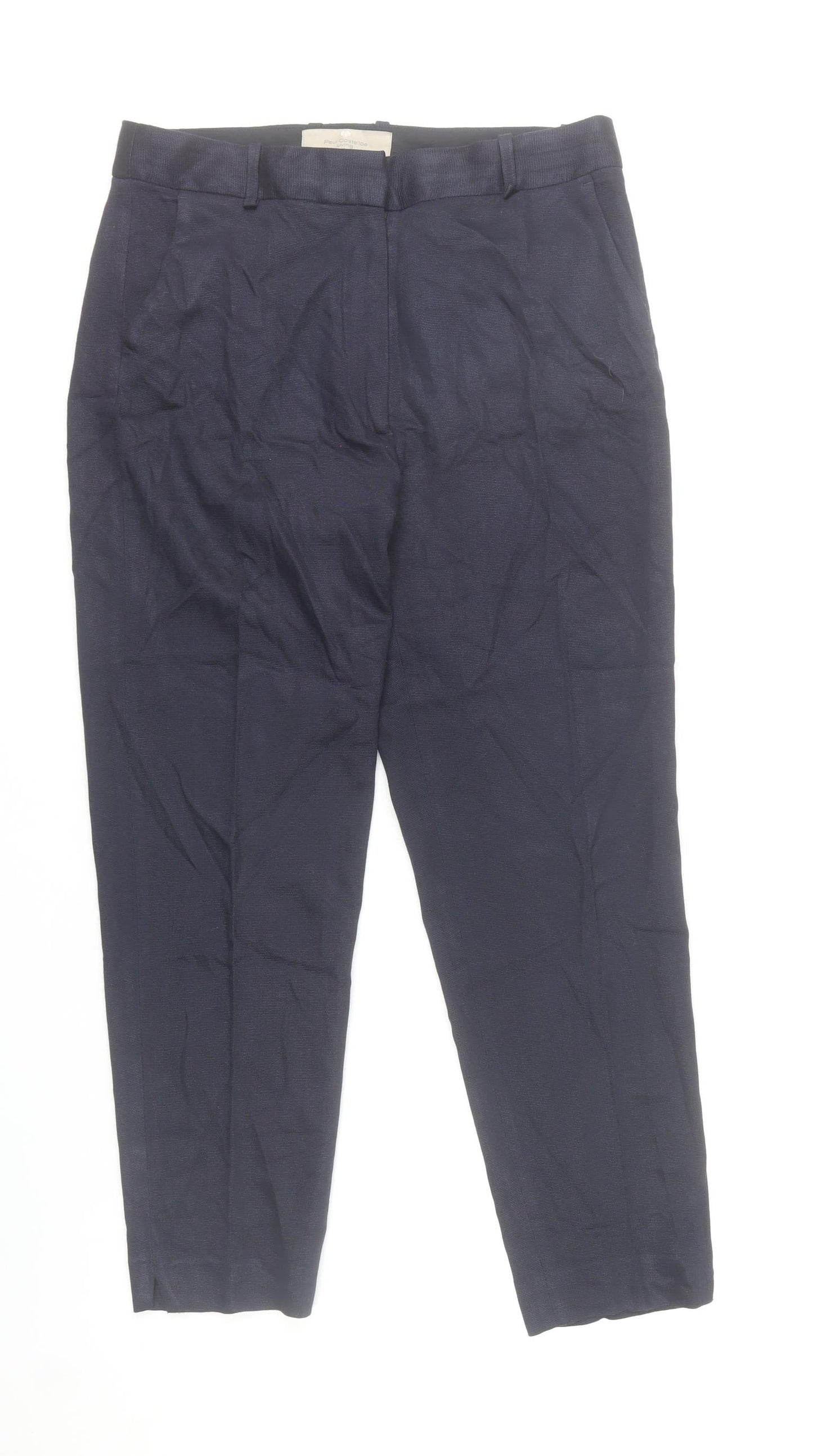 Paul Costelloe Womens Blue Size 10 Straight Leg Work Trousers