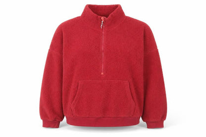 Front view of Dunnes Women’s Red Fleece Sweatshirt XL 1/2 Zip Pullover