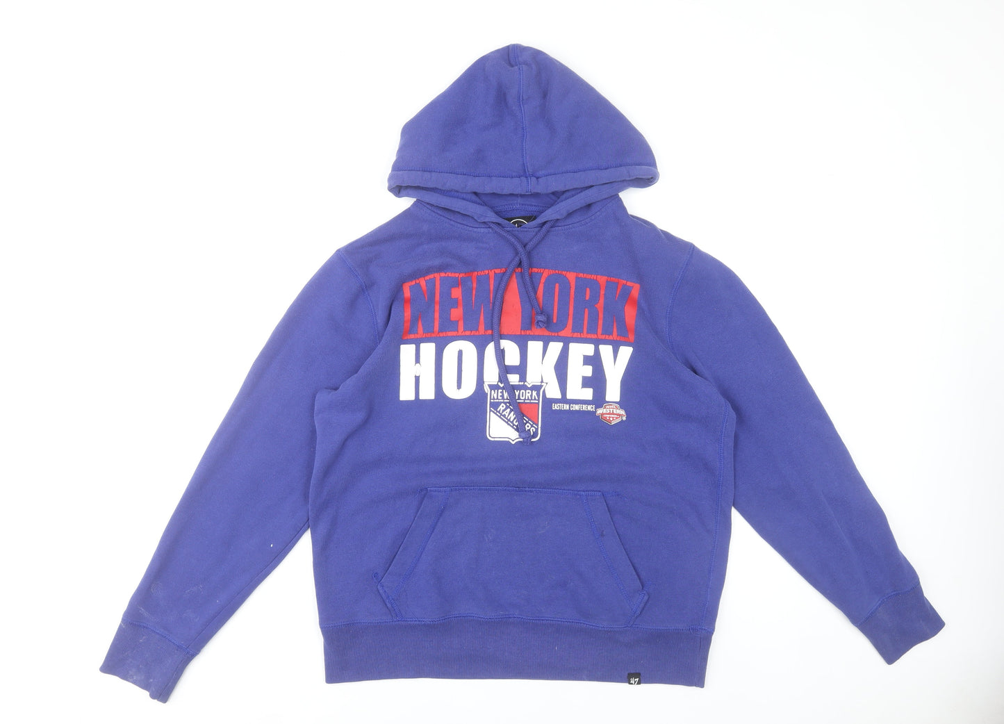 '47 Men’s Blue Pullover Hoodie Small New York Hockey Graphic Fleece