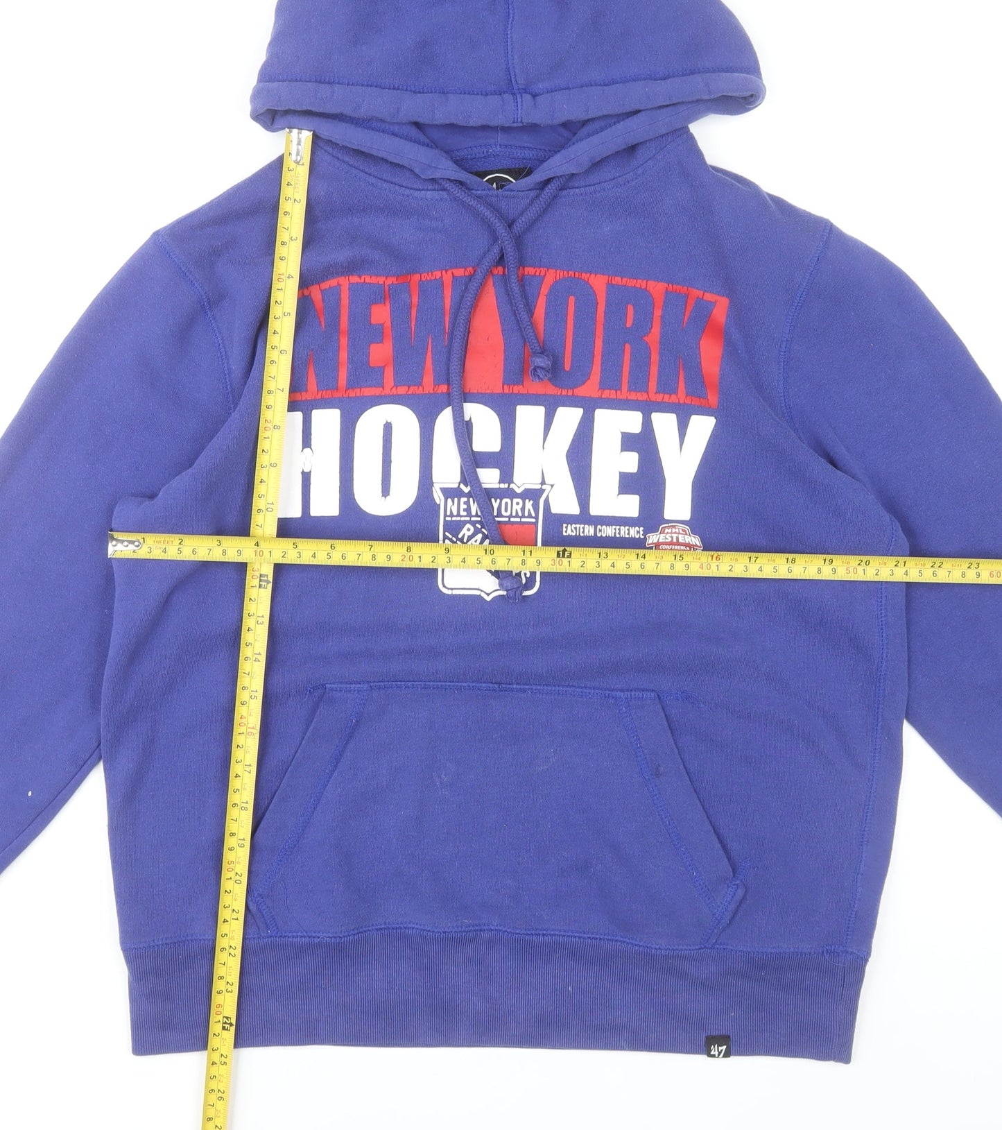 '47 Men’s Blue Pullover Hoodie Small New York Hockey Graphic Fleece