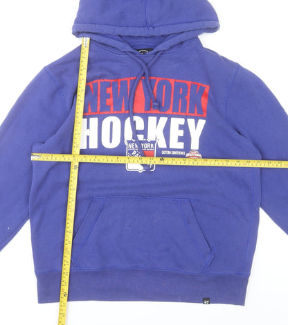 '47 Men’s Blue Pullover Hoodie Small New York Hockey Graphic Fleece