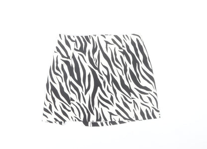 Bershka Women’s Black White Animal Print Skirt Size 10 Stretch