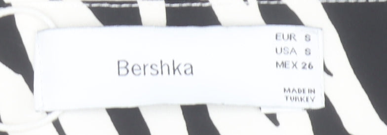 Bershka Women’s Black White Animal Print Skirt Size 10 Stretch