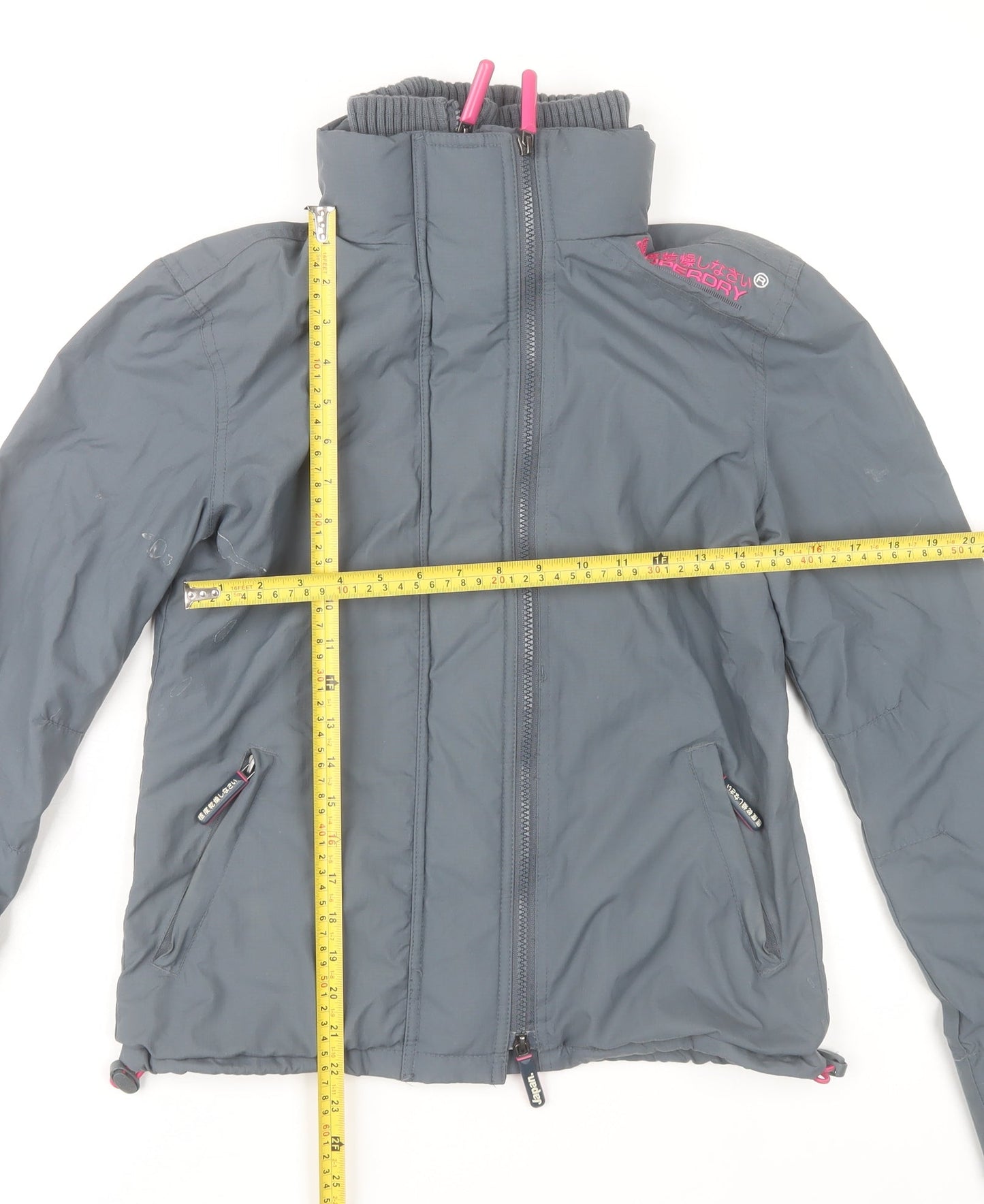 Womens UK Size S Superdry Grey Windbreaker Coat