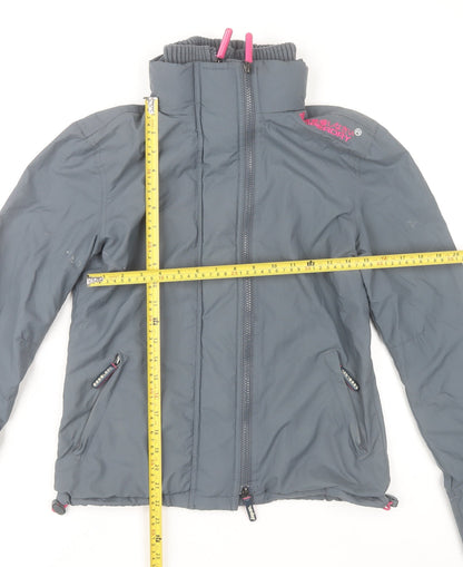Womens UK Size S Superdry Grey Windbreaker Coat