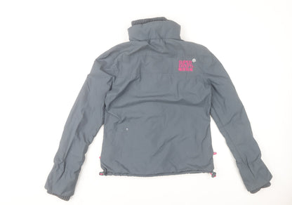 Womens UK Size S Superdry Grey Windbreaker Coat
