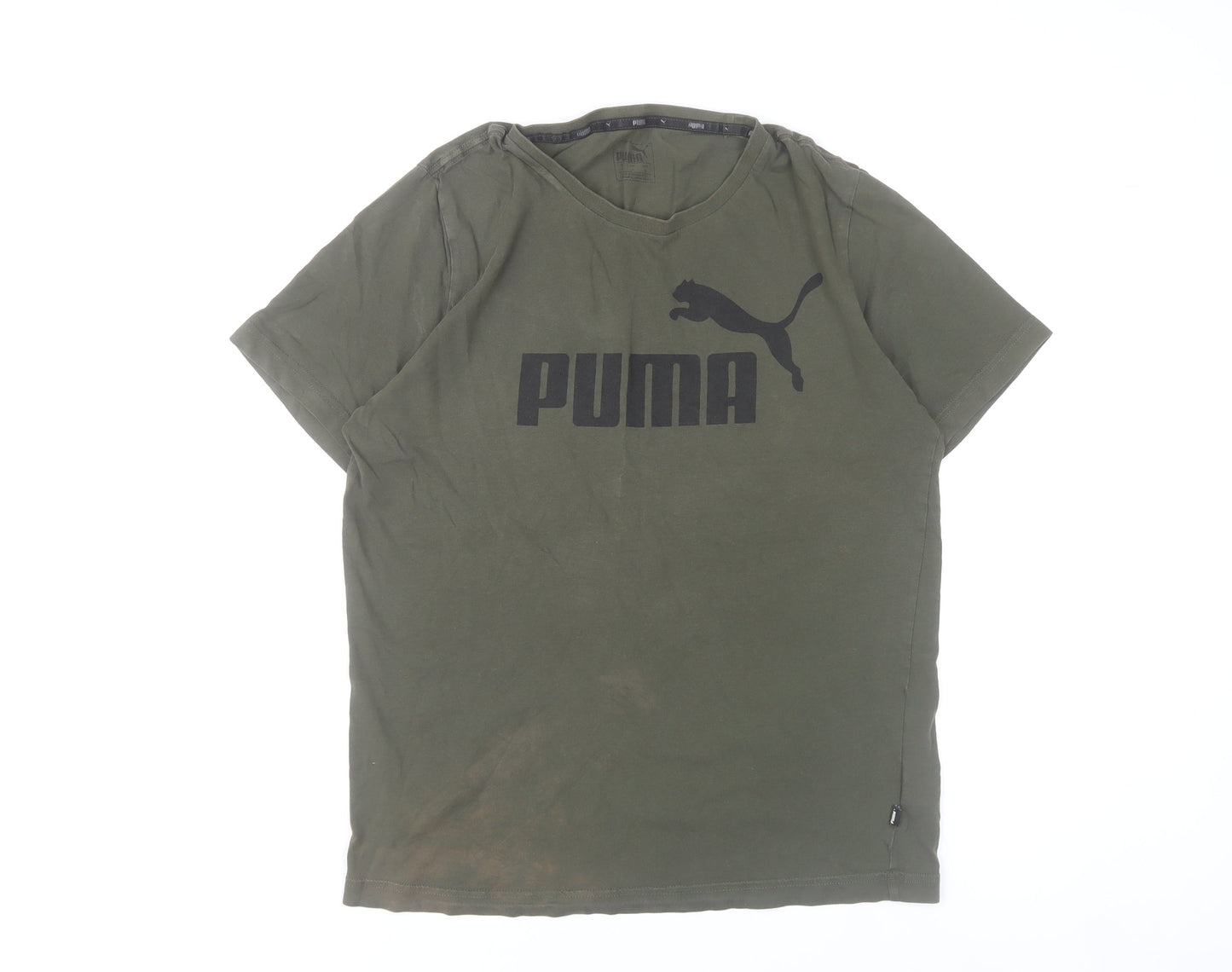 Puma Men’s Green Small T-Shirt Crew Neck Short Sleeve Cotton Sportswear