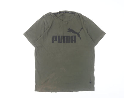Puma Men’s Green Small T-Shirt Crew Neck Short Sleeve Cotton Sportswear