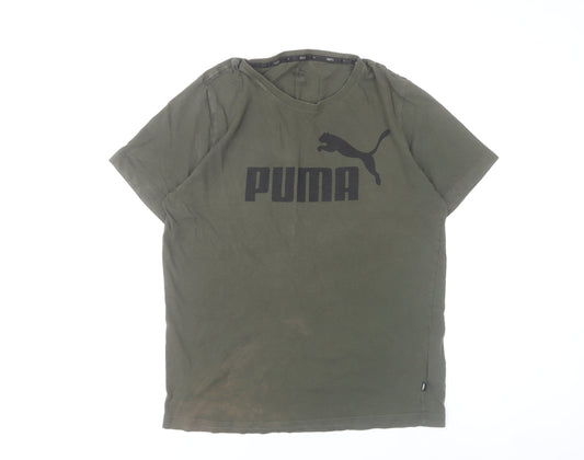 Puma Men’s Green Small T-Shirt Crew Neck Short Sleeve Cotton Sportswear