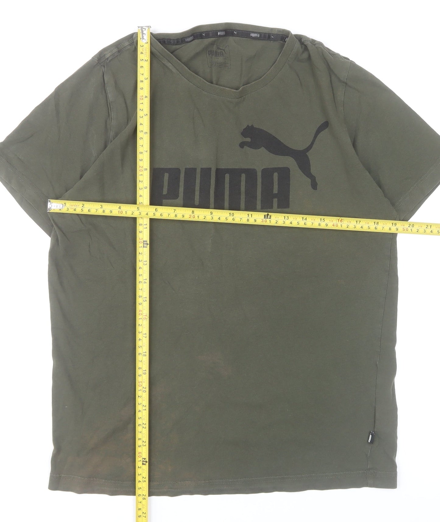 Puma Men’s Green Small T-Shirt Crew Neck Short Sleeve Cotton Sportswear