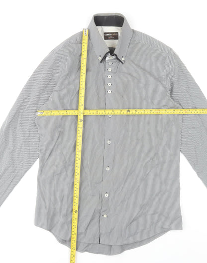 7 Camicie Men’s Grey Striped Button-Down Dress Shirt L