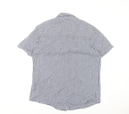 Mountain Warehouse Men's Blue Check Cotton Short Sleeve Shirt L