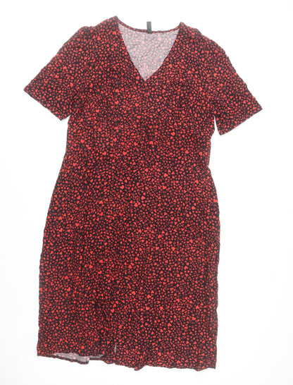 Nobody's Child Women Black Red Heart Print Viscose Shift Dress UK 20